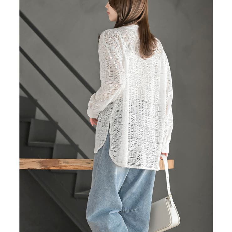 レースノーカラーブラウス | rps | 詳細画像3 