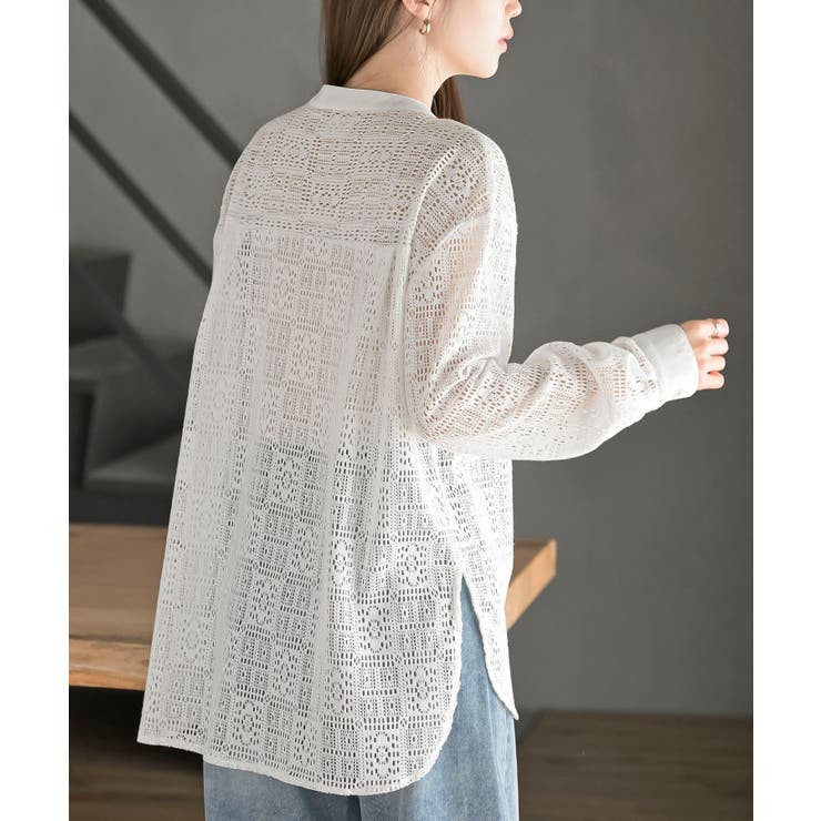 レースノーカラーブラウス | rps | 詳細画像7 