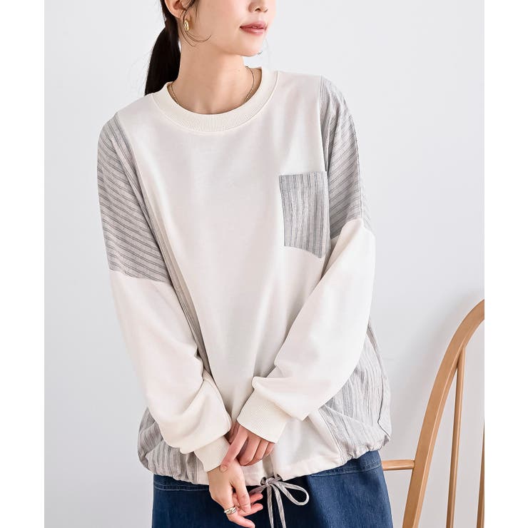 アイボリー | ＴＣ裏毛布帛切替プルオーバー | rps