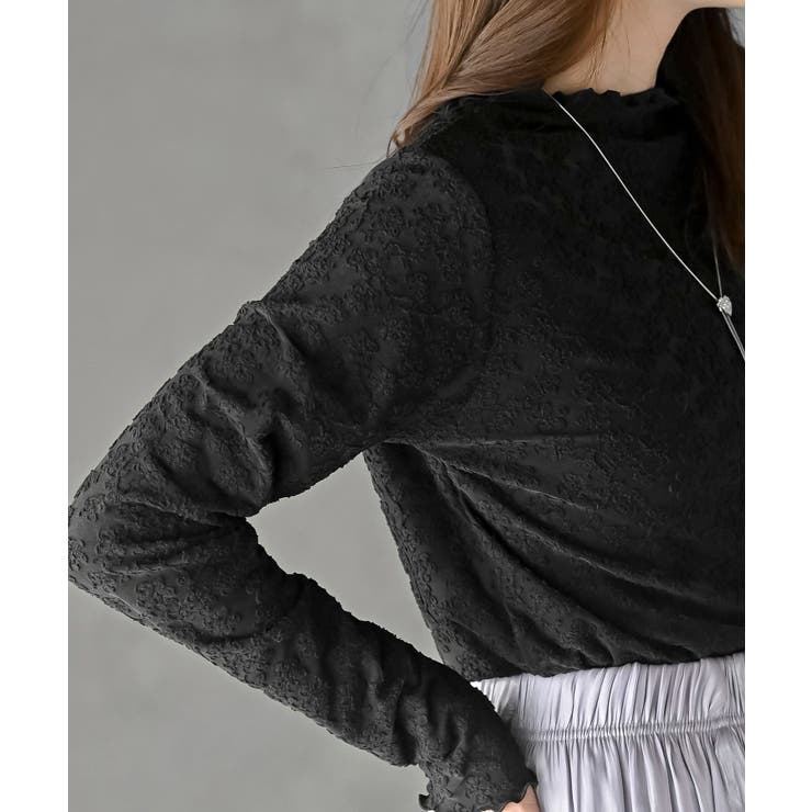 花柄シアーボトルネックカットソー | rps | 詳細画像12 