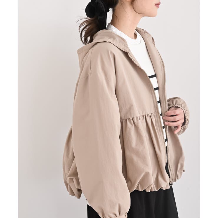 ベージュ | ナイロンワッシャーペプラムバルーンジャケット | rps