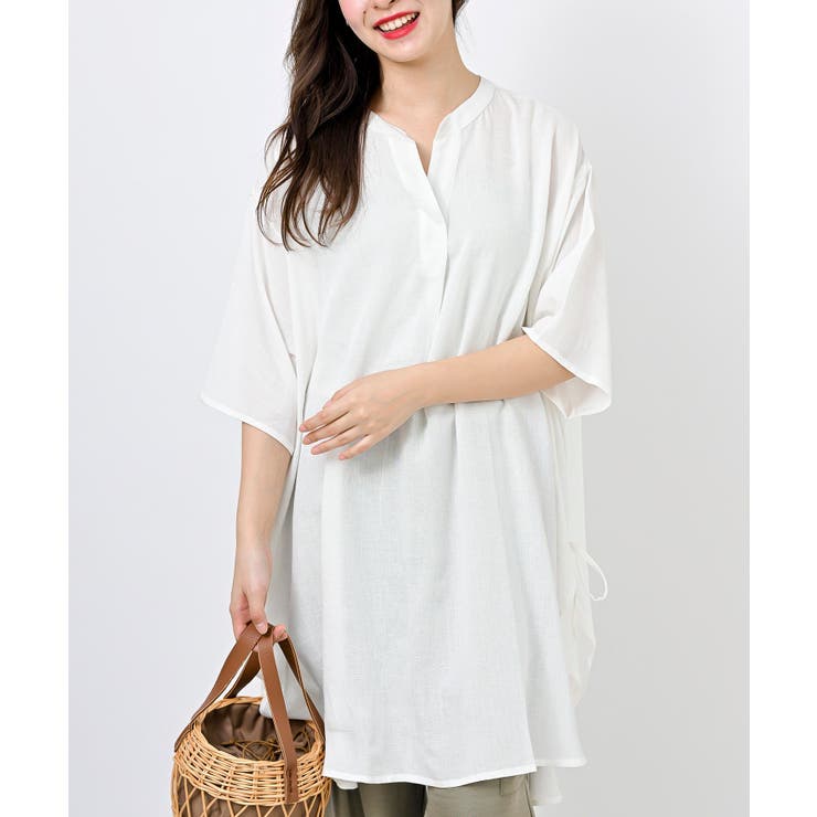 オフホワイト | サイドリボンスキッパーブラウス | rps