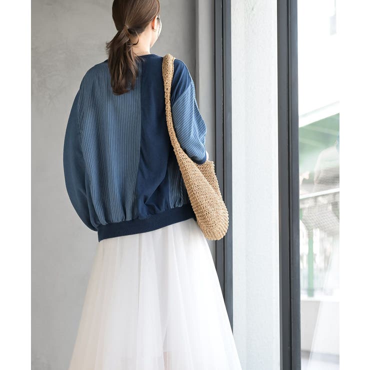 インディゴ天竺ストライプ切替プルオーバー | rps | 詳細画像12 