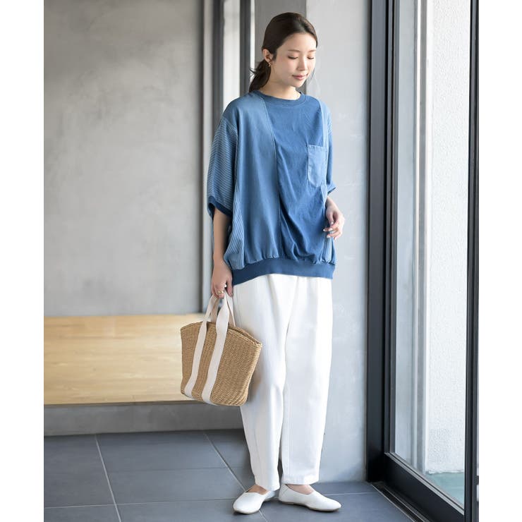 インディゴ天竺ストライプ切替プルオーバー | rps | 詳細画像2 