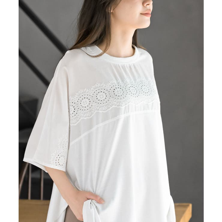 スカラップレース切替ワイドＴシャツ | rps | 詳細画像6 