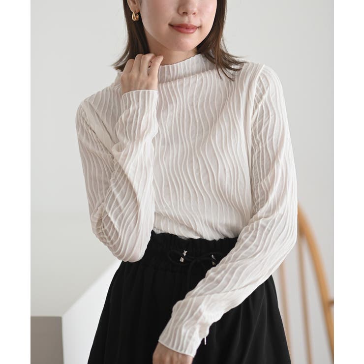 オフホワイト | ウェーブジャガードハイネックカットソー | rps
