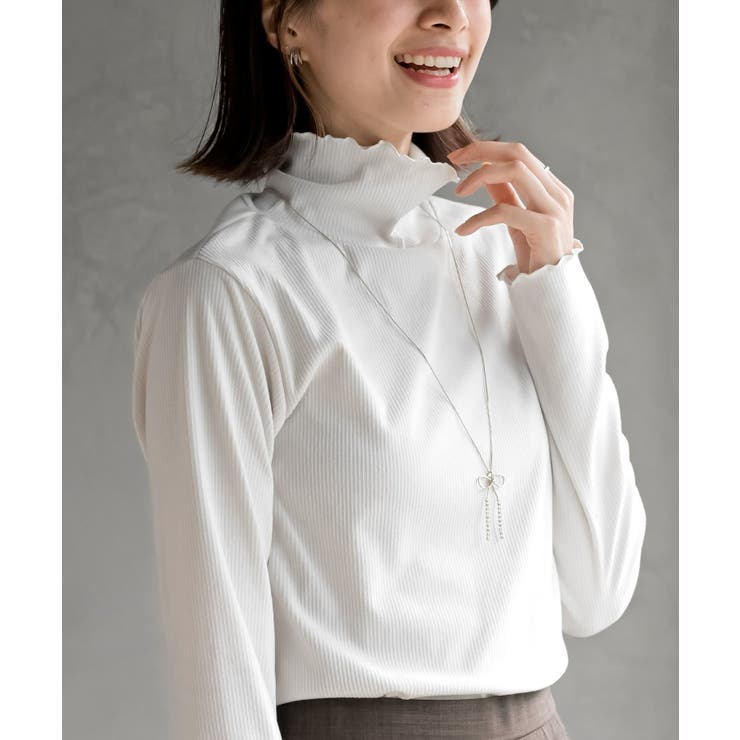 アイボリー | 起毛リブメロータートルカットソー | rps