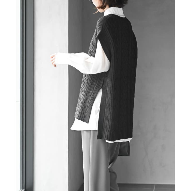 ケーブル編みＢＩＧニットベスト | rps | 詳細画像3 