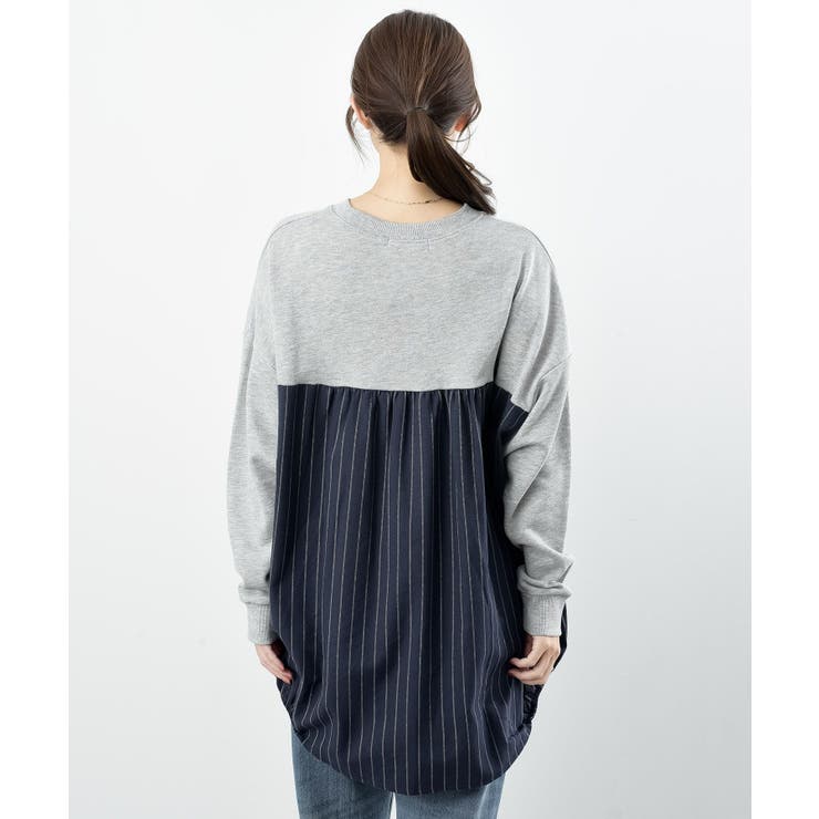 裏毛×ストライプ切替コクーンチュニック | rps | 詳細画像19 
