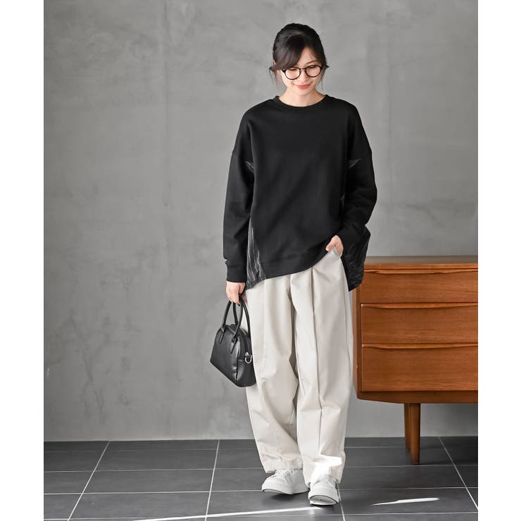 裏毛×ストライプ切替コクーンチュニック | rps | 詳細画像2 