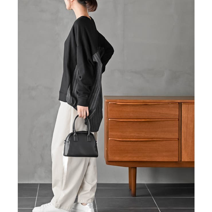 裏毛×ストライプ切替コクーンチュニック | rps | 詳細画像5 