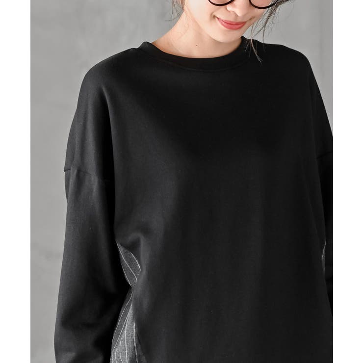 裏毛×ストライプ切替コクーンチュニック | rps | 詳細画像6 