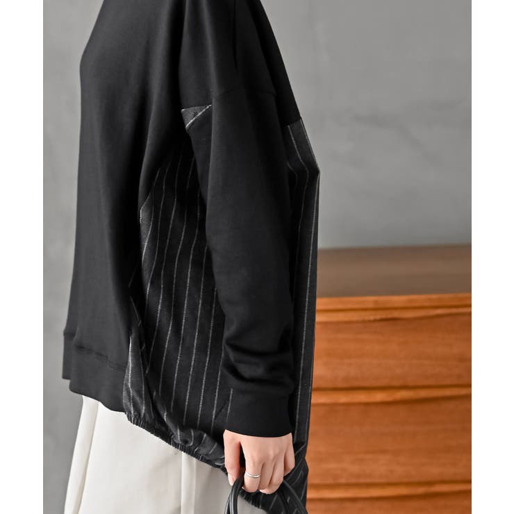 裏毛×ストライプ切替コクーンチュニック | rps | 詳細画像9 