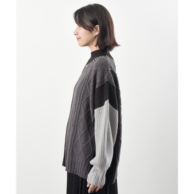 ケーブル切替ハンドステッチニットプルオーバー[品番：RPSW0002943