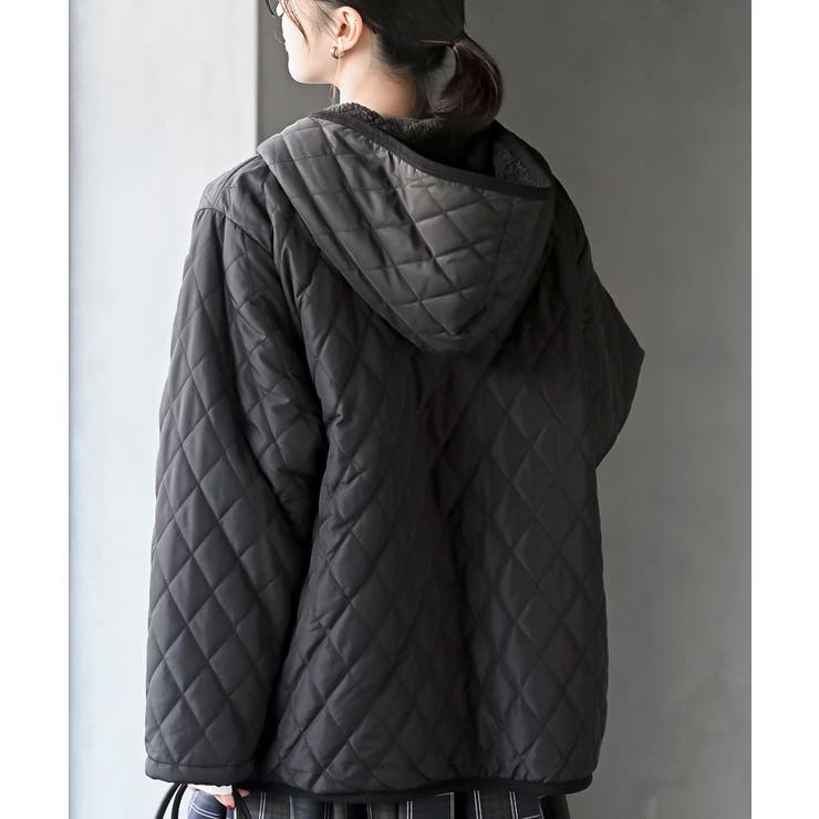 裏ボアフード付きキルティングショートコート | rps | 詳細画像16 