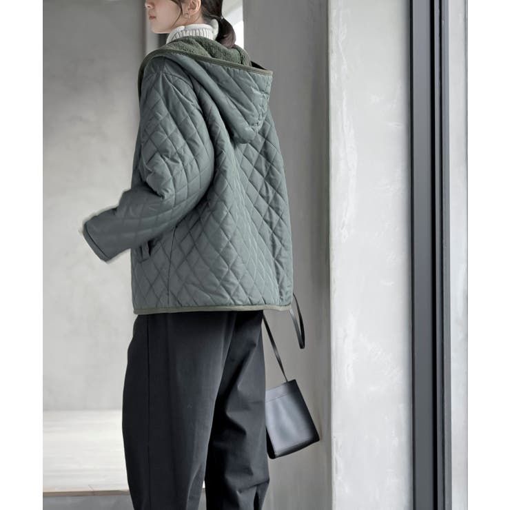 裏ボアフード付きキルティングショートコート | rps | 詳細画像3 