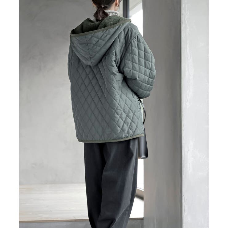 裏ボアフード付きキルティングショートコート | rps | 詳細画像4 