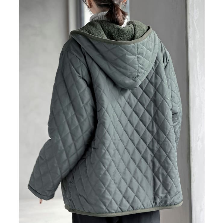 裏ボアフード付きキルティングショートコート | rps | 詳細画像8 