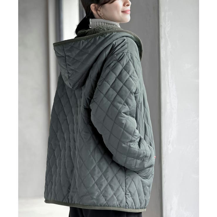 裏ボアフード付きキルティングショートコート | rps | 詳細画像9 