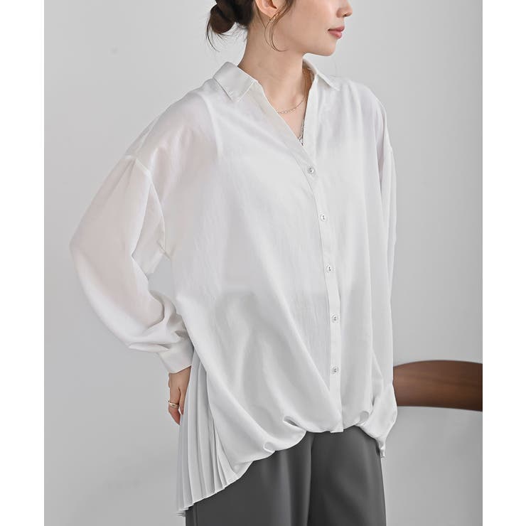 オフホワイト | ＢＡＣＫプリーツ裾タックブラウス | rps