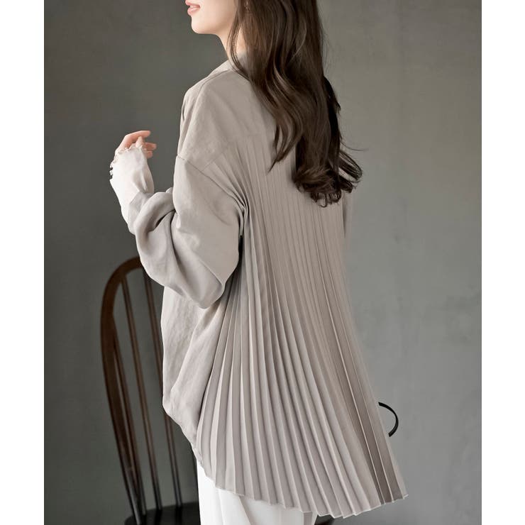 グレージュ | ＢＡＣＫプリーツ裾タックブラウス | rps