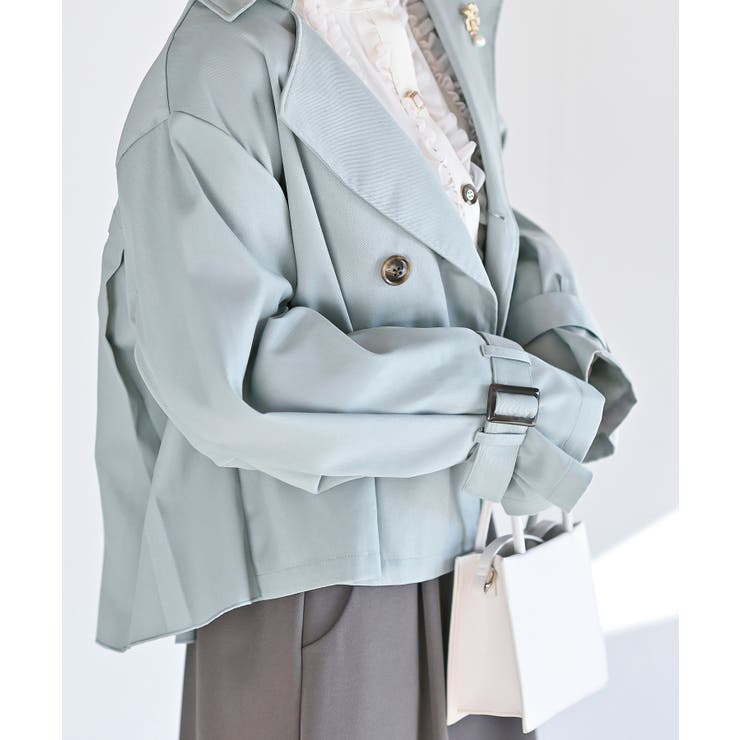 lohen ショートトレンチリバーコート ホワイト BACKプリーツショートトレンチコート[品番：RPSW0002295