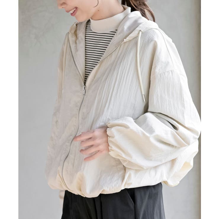 アイボリー | ナイロンバルーンフードジップブルゾン | rps