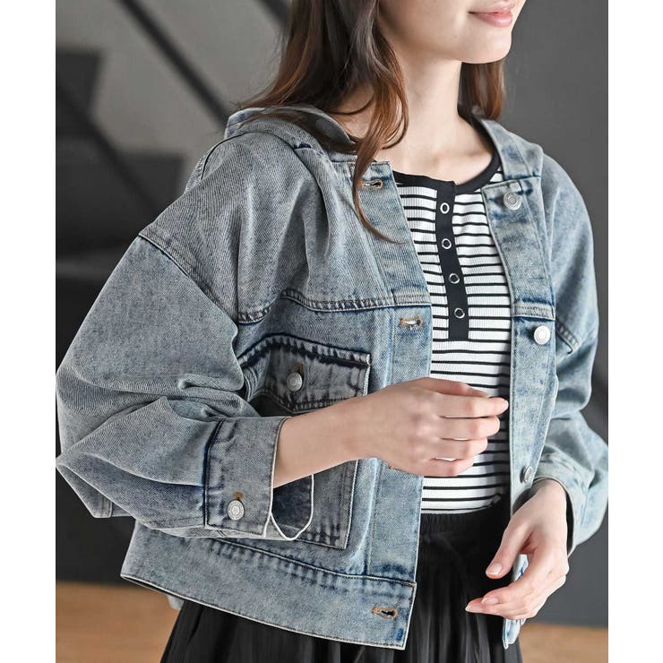 ブルー | ショート丈フードＧジャン | rps