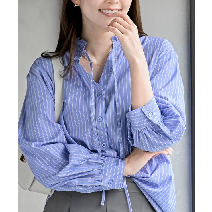 衿フリルボータイシャツ | rps | 詳細画像14 