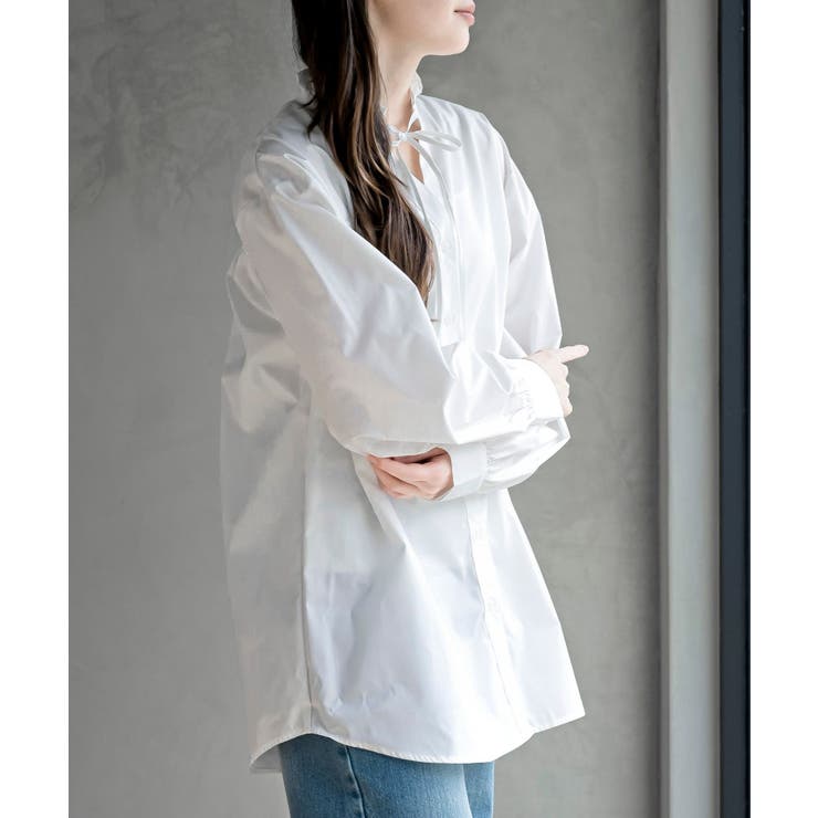 衿フリルボータイシャツ | rps | 詳細画像9 