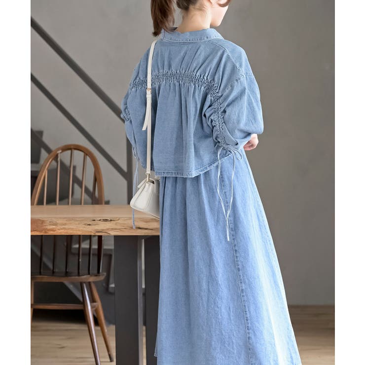 ドロスト８分袖シャツ×キャミワンピースデニムセットアップ | rps | 詳細画像16 