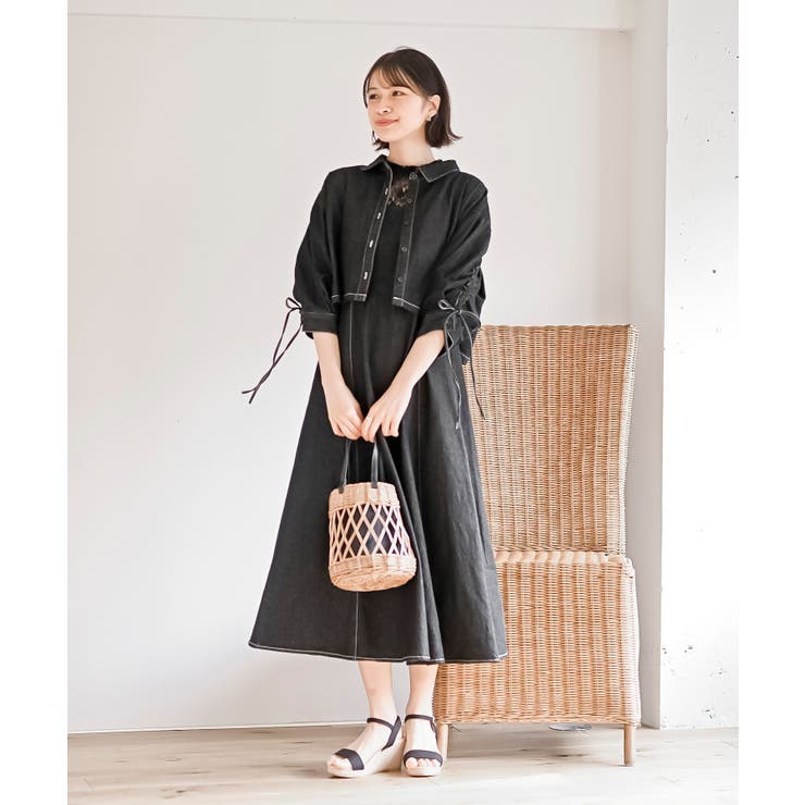 ドロスト８分袖シャツ×キャミワンピースデニムセットアップ | rps | 詳細画像2 