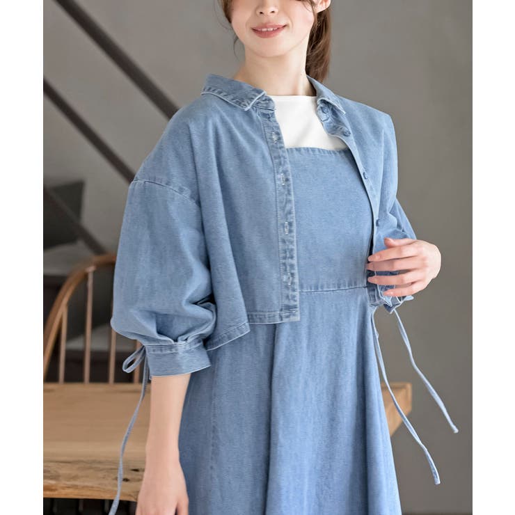 ドロスト８分袖シャツ×キャミワンピースデニムセットアップ | rps | 詳細画像21 