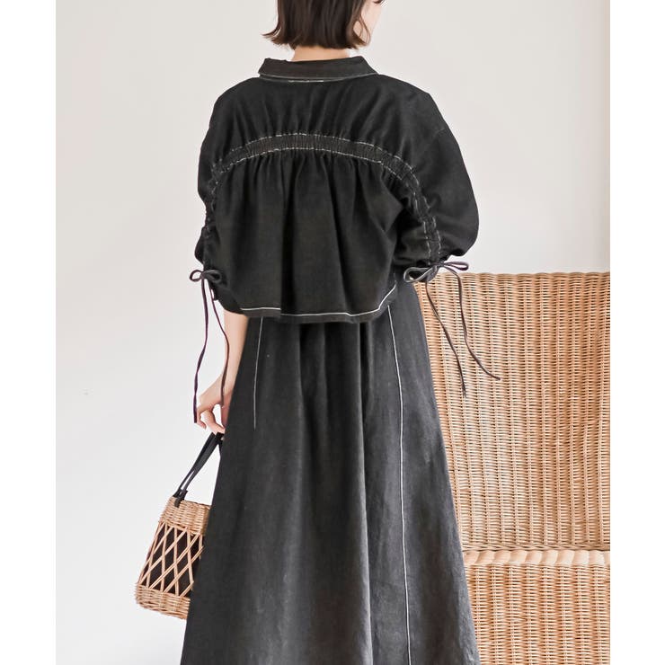 ドロスト８分袖シャツ×キャミワンピースデニムセットアップ | rps | 詳細画像4 