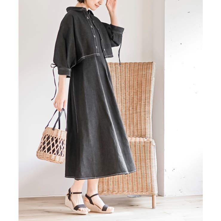 ドロスト８分袖シャツ×キャミワンピースデニムセットアップ | rps | 詳細画像5 