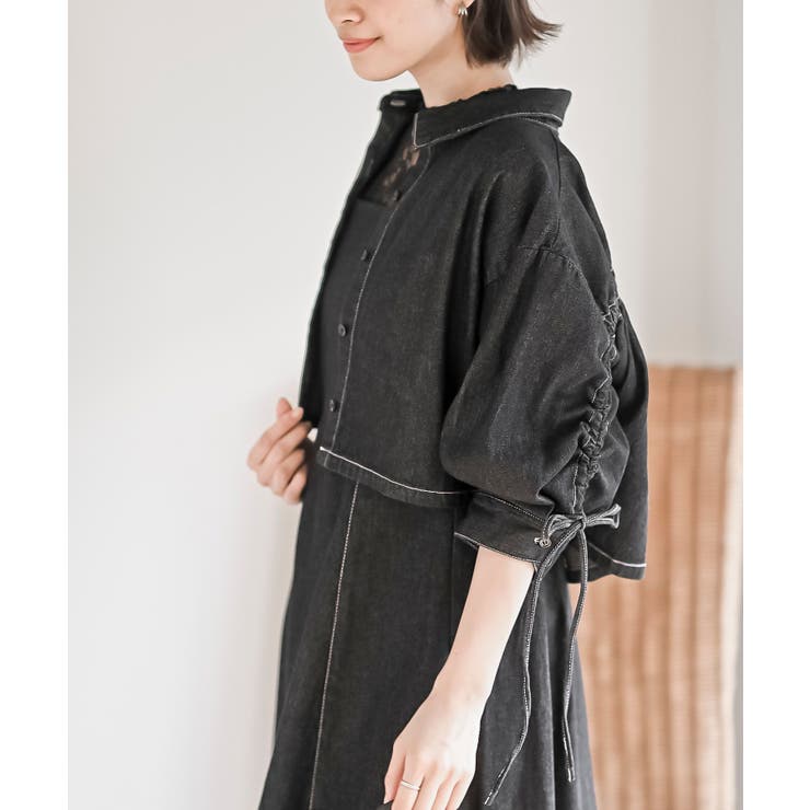 ドロスト８分袖シャツ×キャミワンピースデニムセットアップ | rps | 詳細画像7 