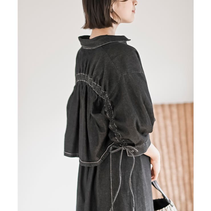 ドロスト８分袖シャツ×キャミワンピースデニムセットアップ | rps | 詳細画像9 