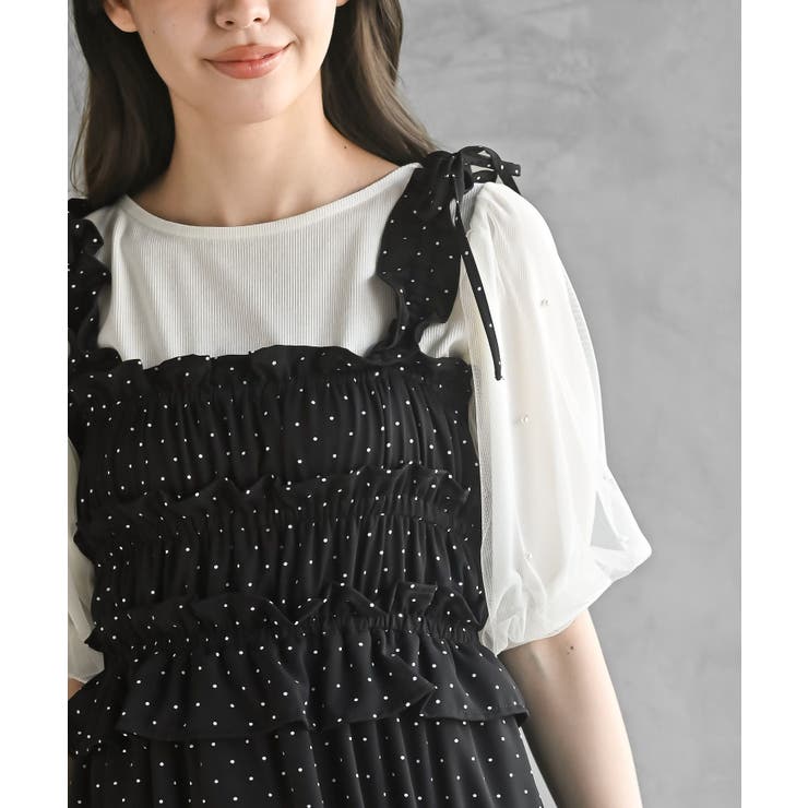 リボン付きシャーリングキャミワンピース | rps | 詳細画像15 