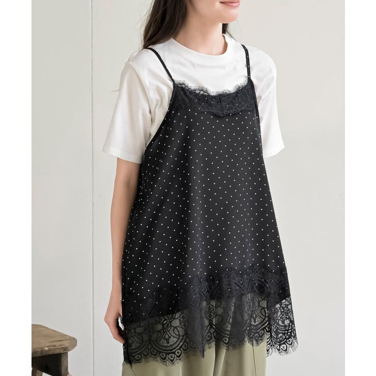 ブラック2 | サテンレースキャミチュニック | rps