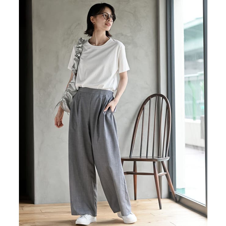 HYEIN SEOグレー ワイドパンツ フード付きジャケット セット ダブルビッグジャケット×ワイドパンツセットアップ[品番