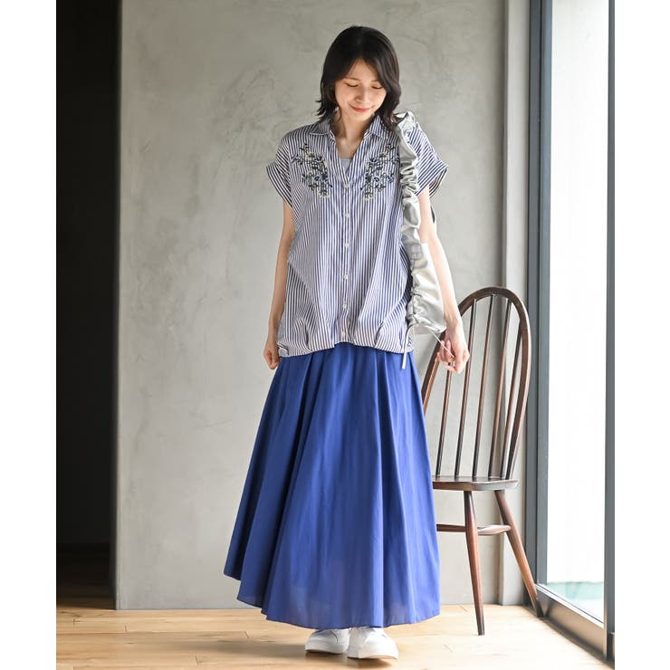 フラワー刺繍裾タックブラウス[品番：RPSW0003955]｜rps（アール 