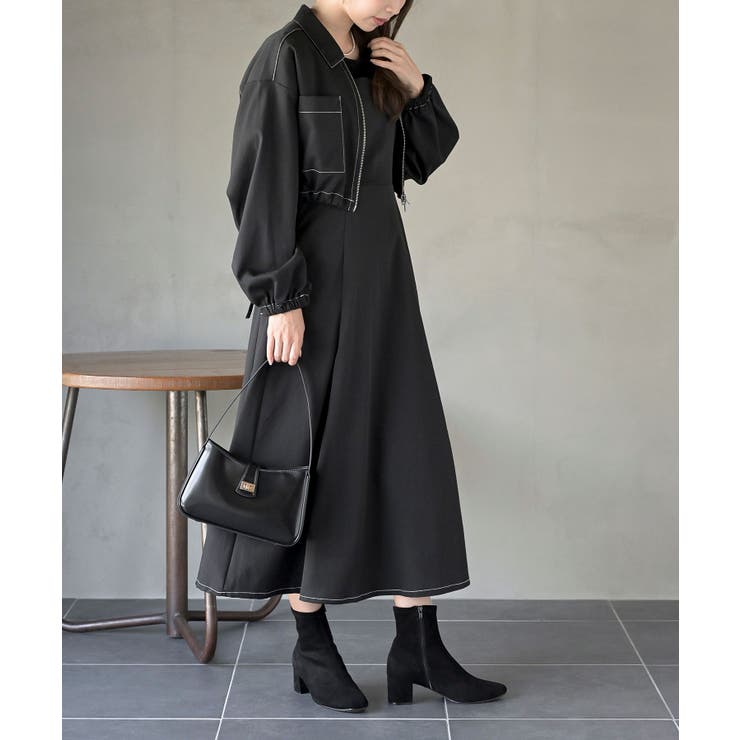 シャツブルゾン×キャミワンピースセットアップ[品番：RPSW0003024