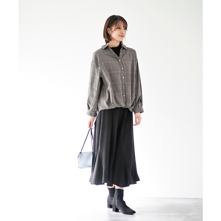 ＢＡＣＫレースアップ裾タックチェックブラウス | rps | 詳細画像2 