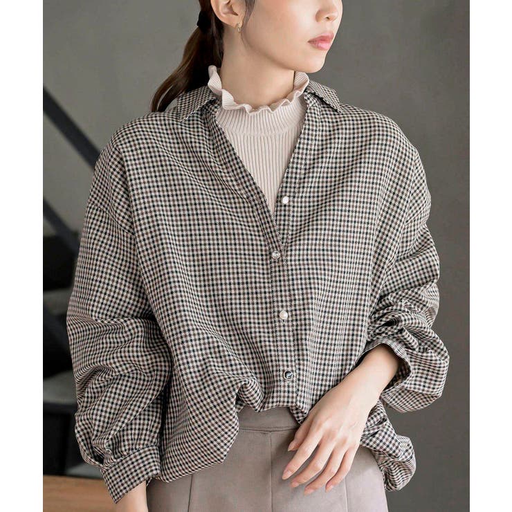 ＢＡＣＫレースアップ裾タックチェックブラウス | rps | 詳細画像22 