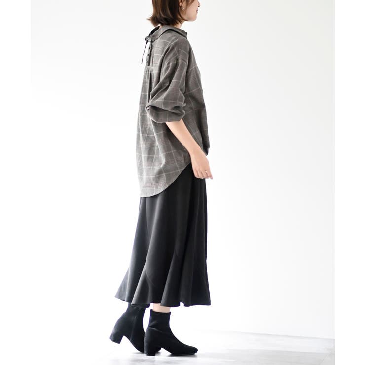 ＢＡＣＫレースアップ裾タックチェックブラウス | rps | 詳細画像5 