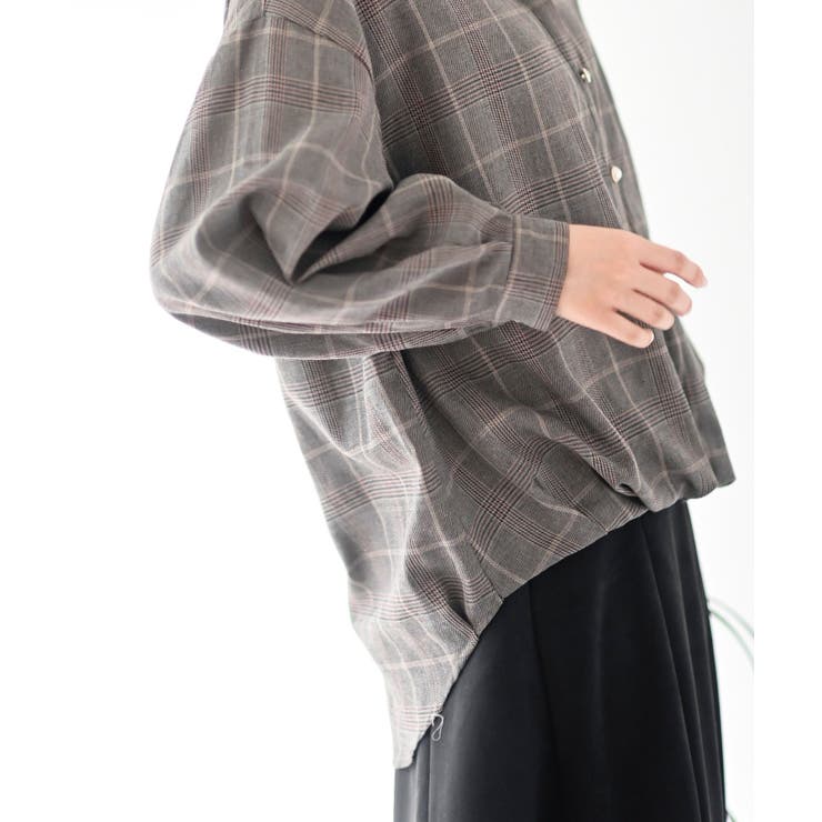 ＢＡＣＫレースアップ裾タックチェックブラウス | rps | 詳細画像9 