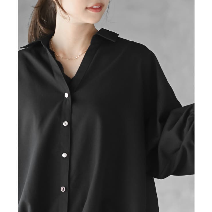 ＢＡＣＫレースアップ裾タックブラウス | rps | 詳細画像14 