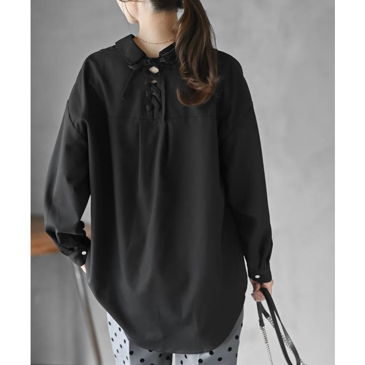 ＢＡＣＫレースアップ裾タックブラウス | rps | 詳細画像16 