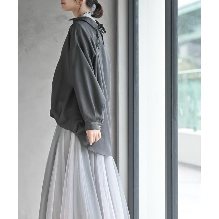 ＢＡＣＫレースアップ裾タックブラウス | rps | 詳細画像3 