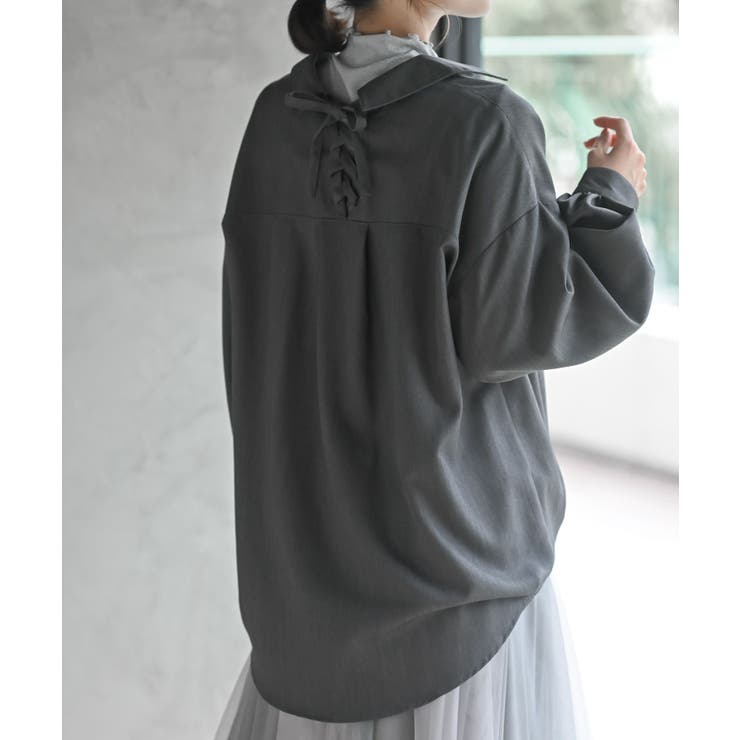 ＢＡＣＫレースアップ裾タックブラウス | rps | 詳細画像8 